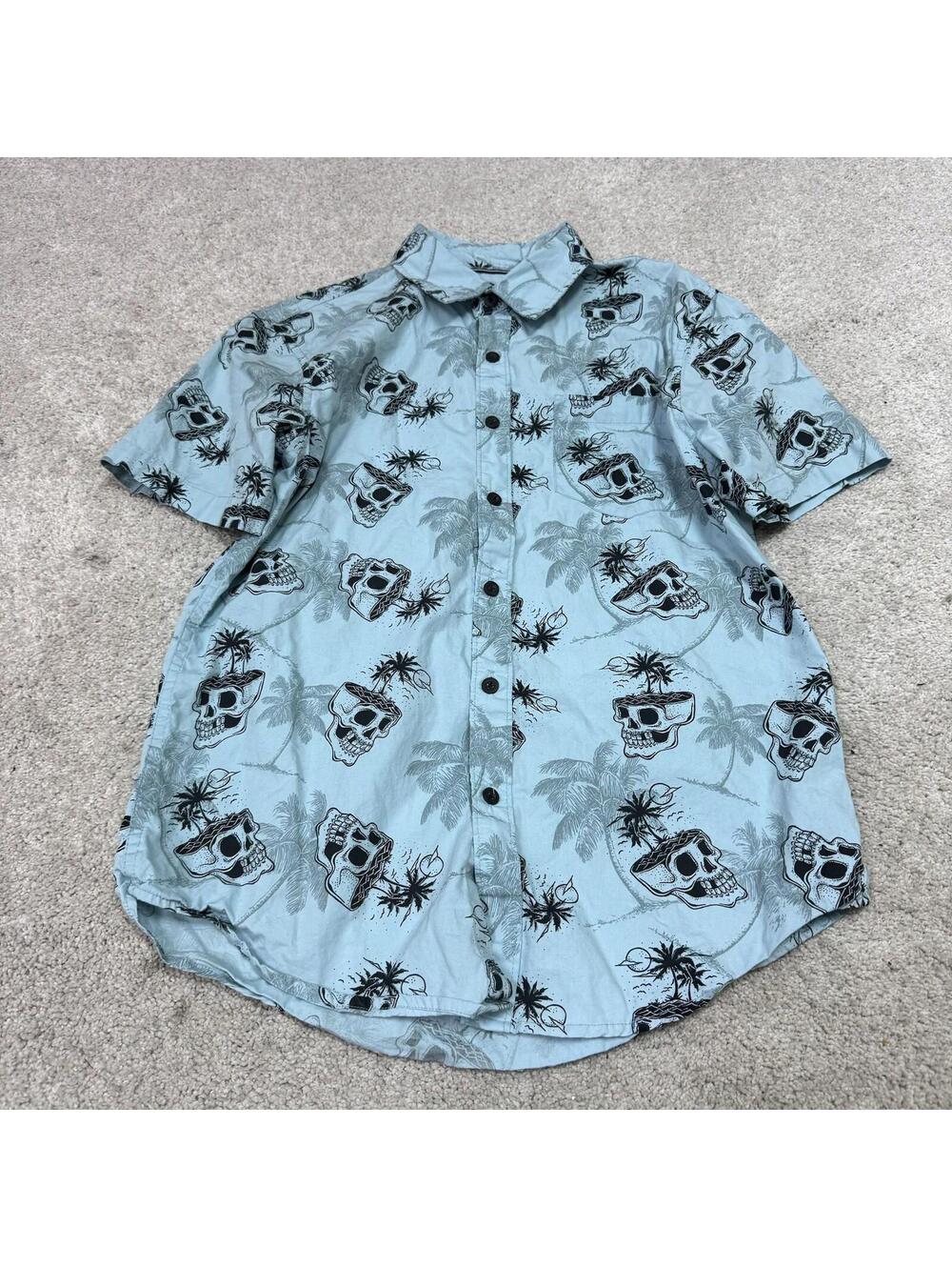 WXYZ Button Down Shirt Men’s Green Black Short Sleeve Size Small